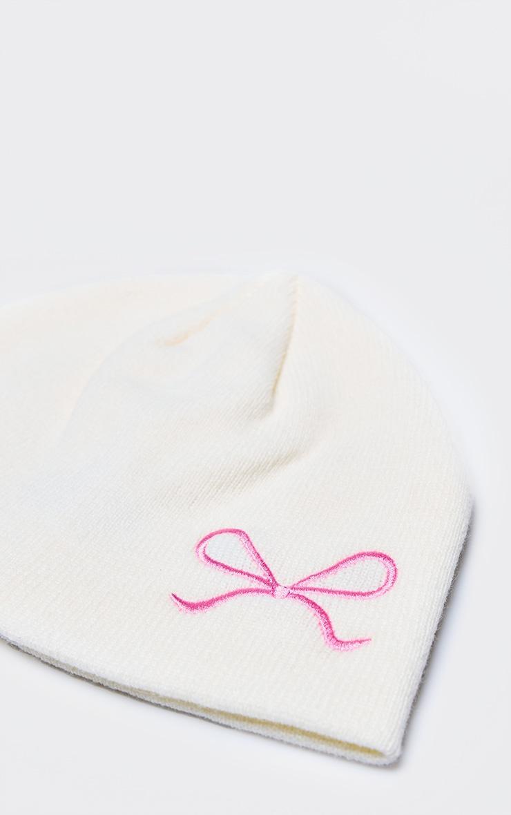 Cream Bow Detail Beanie Product Image
