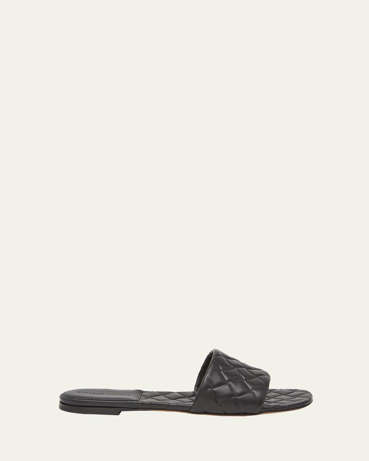 Quilted Leather Flat Slide Sandals Product Image