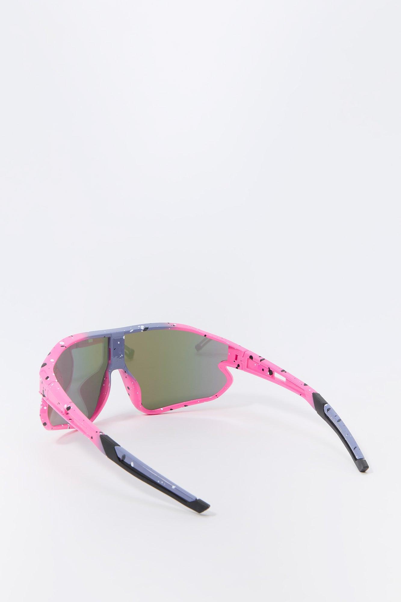 Paint Splatter Sport Shield Sunglasses Female Product Image