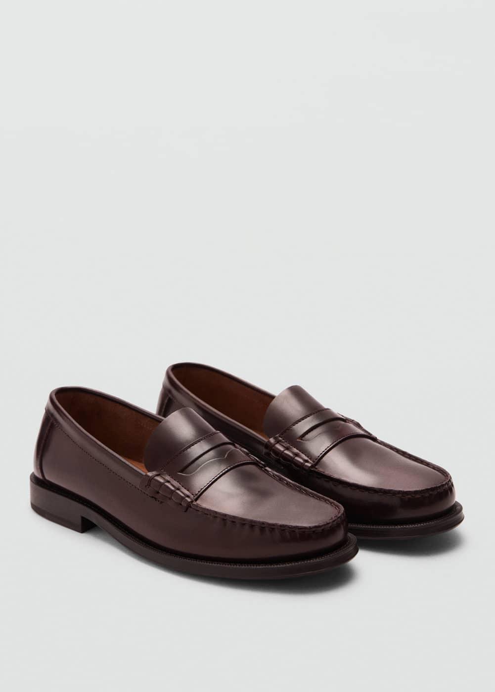 Aged-leather loafers - Men | MANGO USA Product Image
