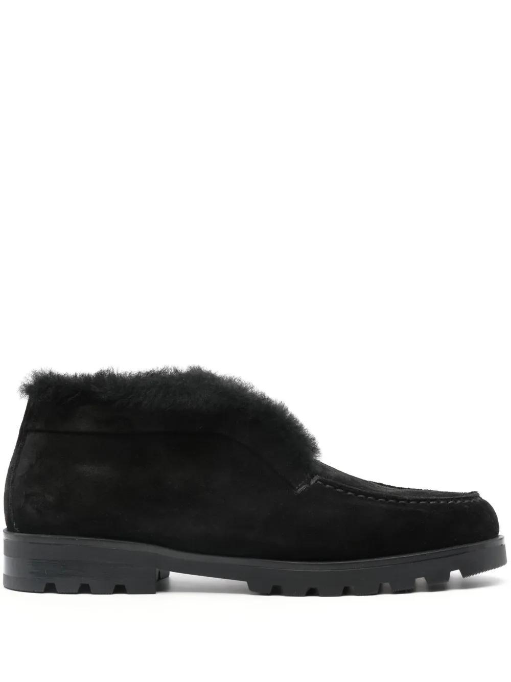 SANTONI Slip-on Shearling Loafers In Black Product Image
