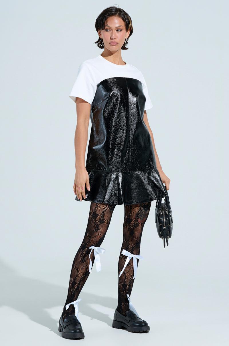 SO CUTE PU MINI DRESS Product Image
