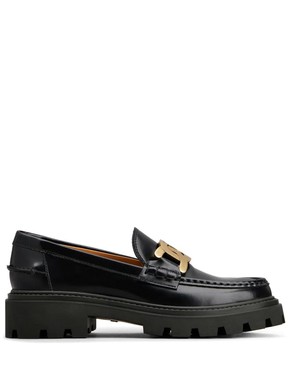 TOD'S Gomma Pesante Embellished Glossed-leather Loafers In Nero Product Image