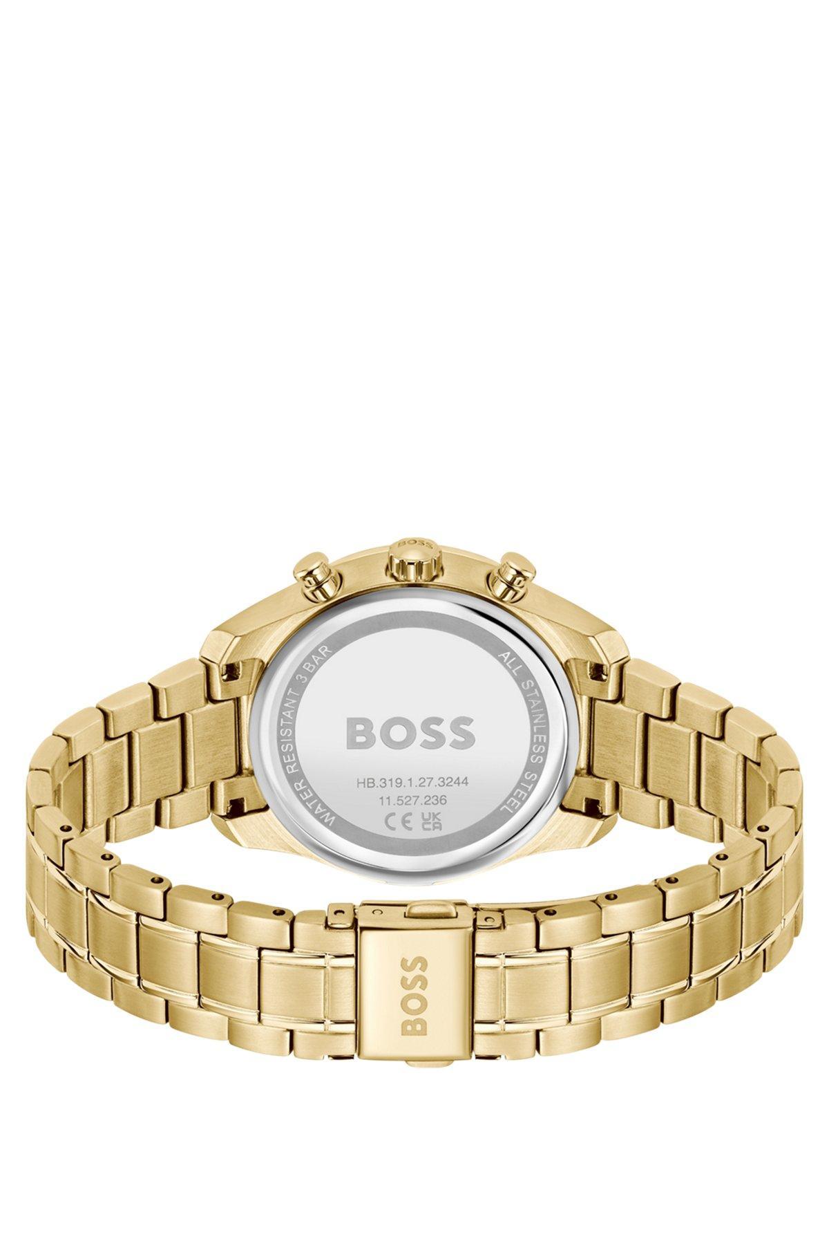 BOSS - Gold-tone multifunction watch with curved case Product Image