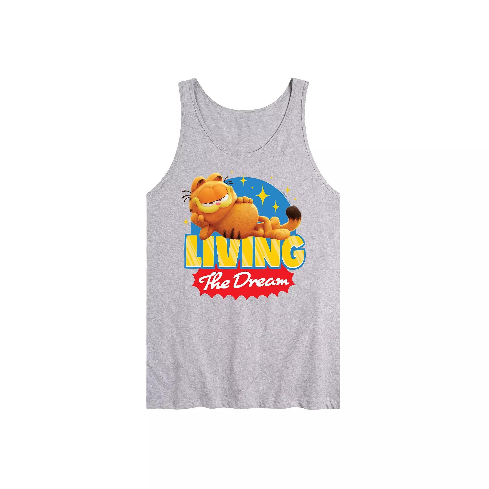 Mens Garfield The Movie Living The Dream Tank Top Athletic Grey Product Image