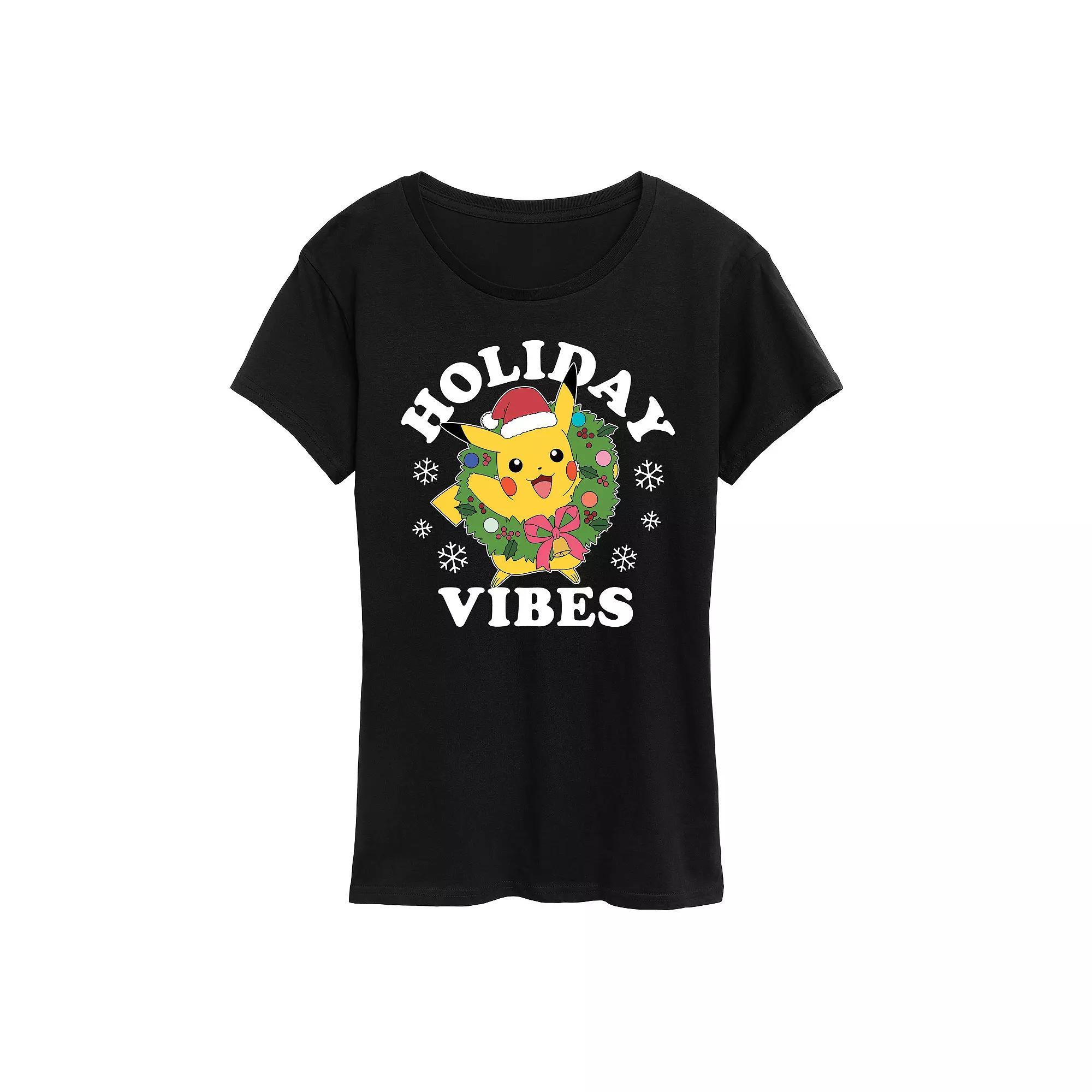 Womens Pokemon Pikachu Holiday Vibes Tee Product Image