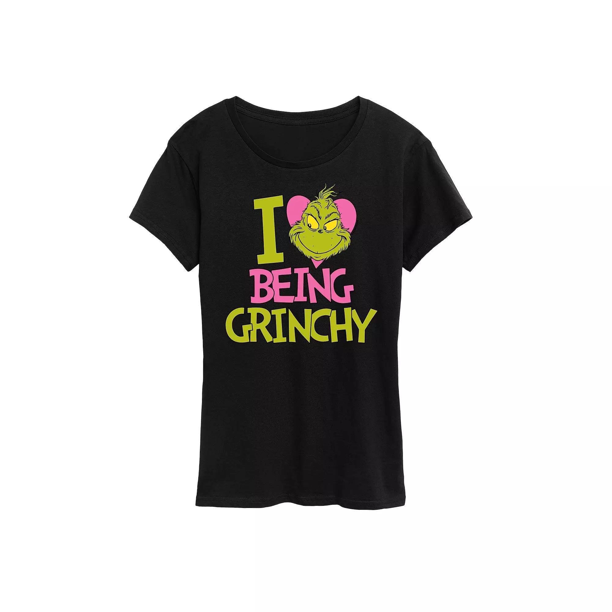 Womens Grinch I Love Being Grinchy Graphic Tee Product Image