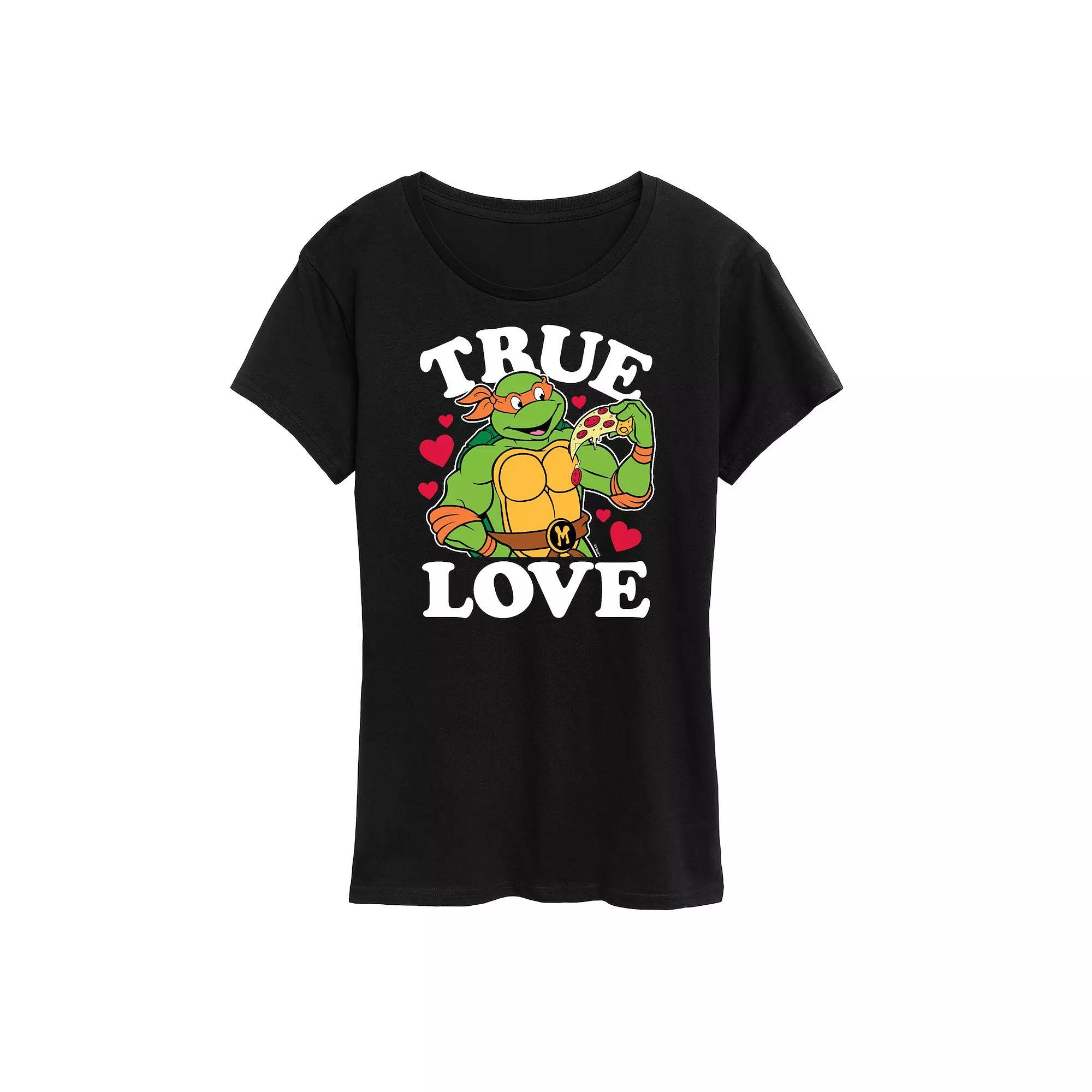 Womens Teenage Mutant Ninja Turtles True Love Graphic Tee Grey Royal Blue Product Image
