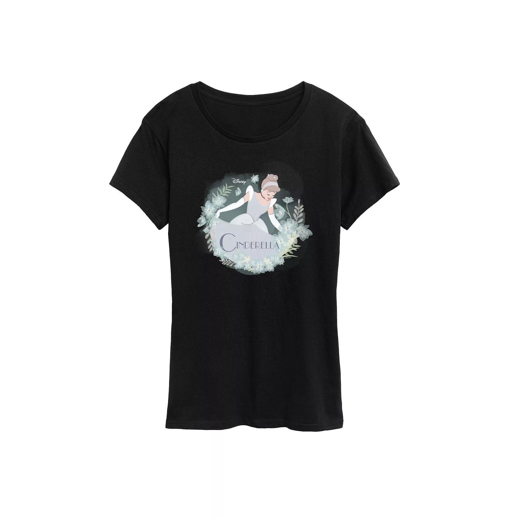 Disney Princess Cinderella Womens Graphic Tee, Girls Grey Green Product Image