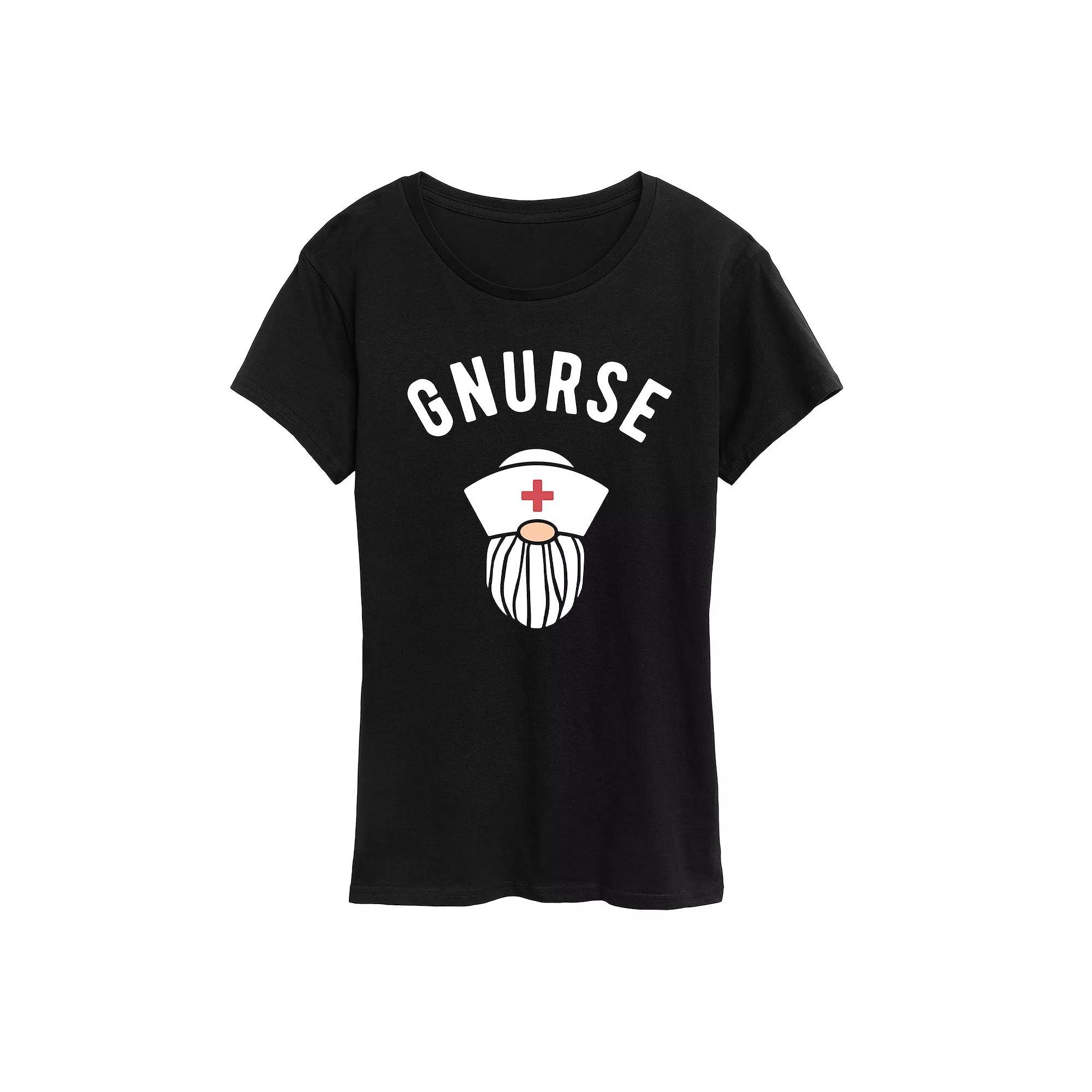 Womens Nurse Gnome Graphic Tee, Girls Product Image