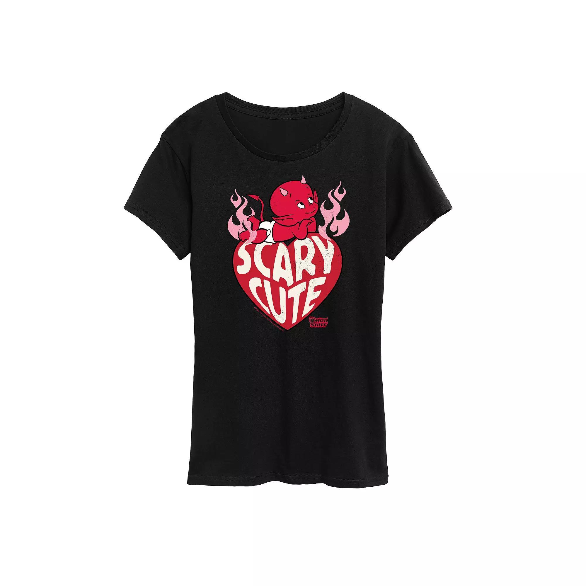 Womens Hot Stuff Scary Cute Graphic Tee, Girls Heather Grey Product Image