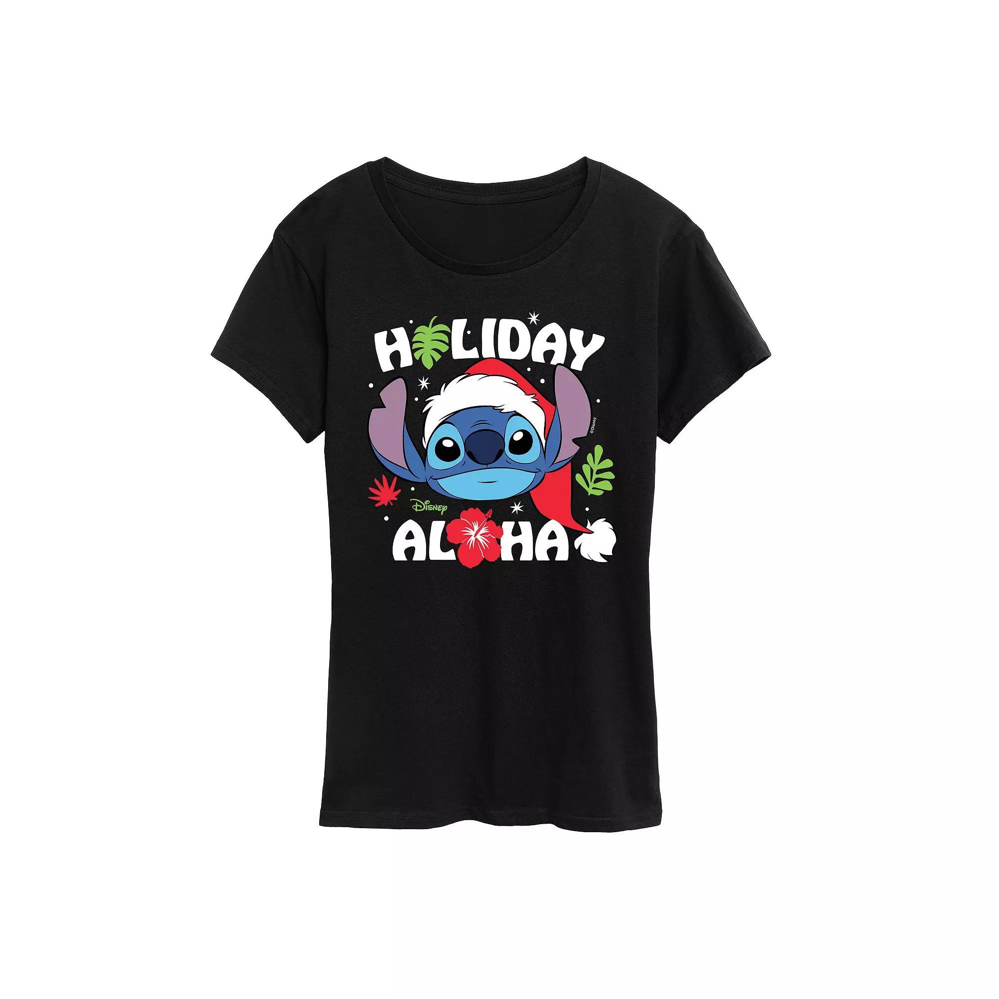 Disneys Lilo and Stitch Womens Holiday Aloha Graphic Tee Product Image