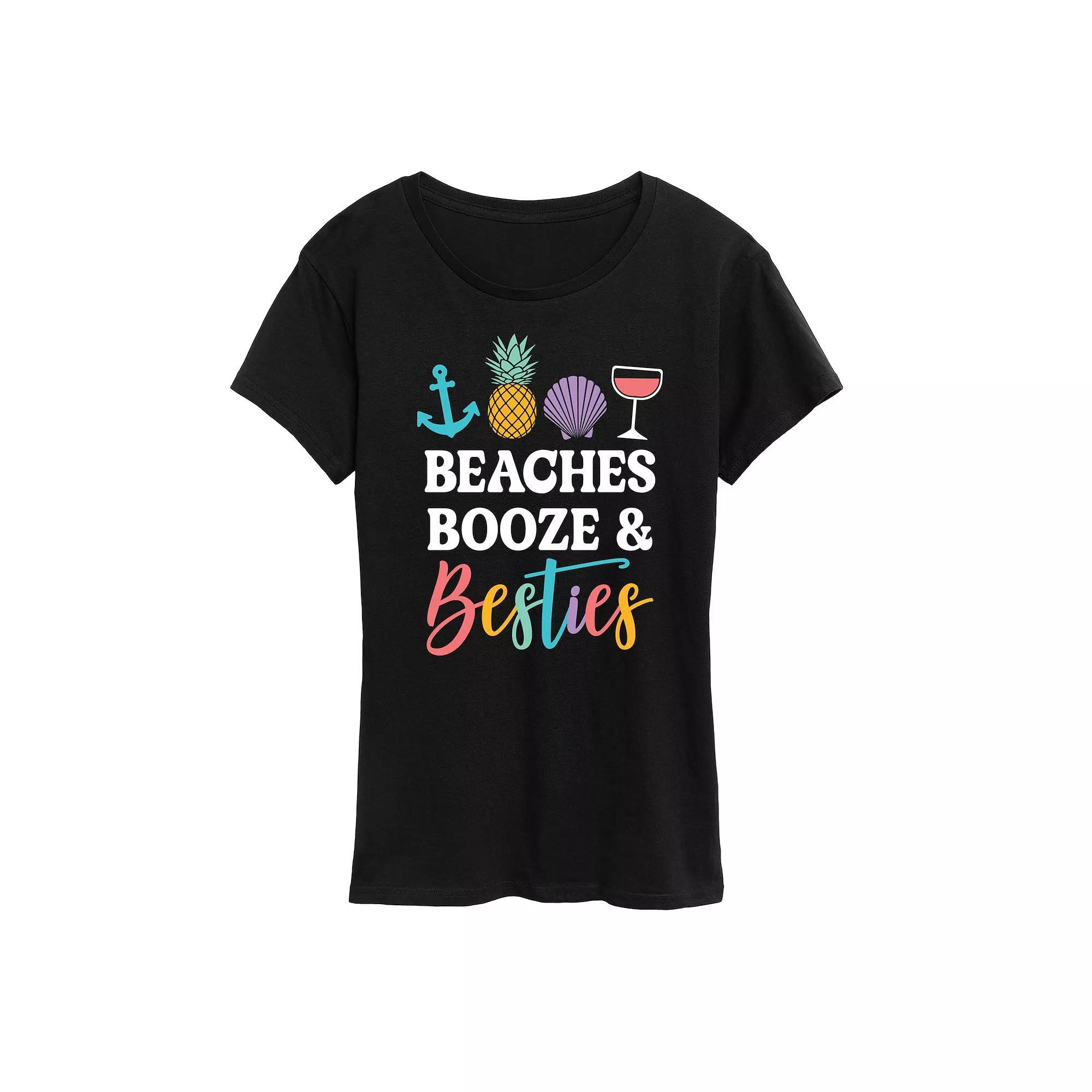 Womens Beaches Booze And Besties Graphic Tee Heather Grey Product Image