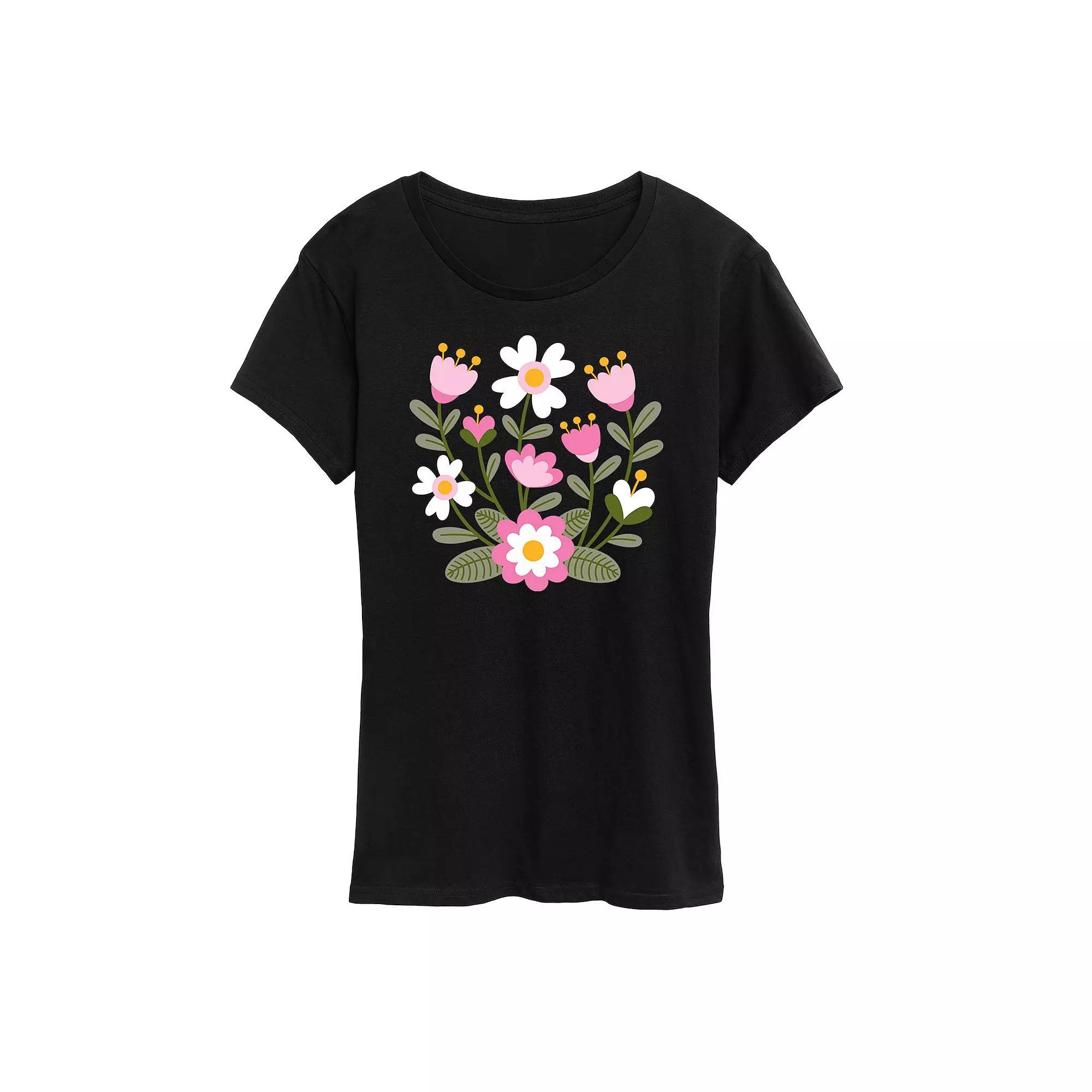 Womens Scandinavian Flower Cluster Oversized Tee Product Image