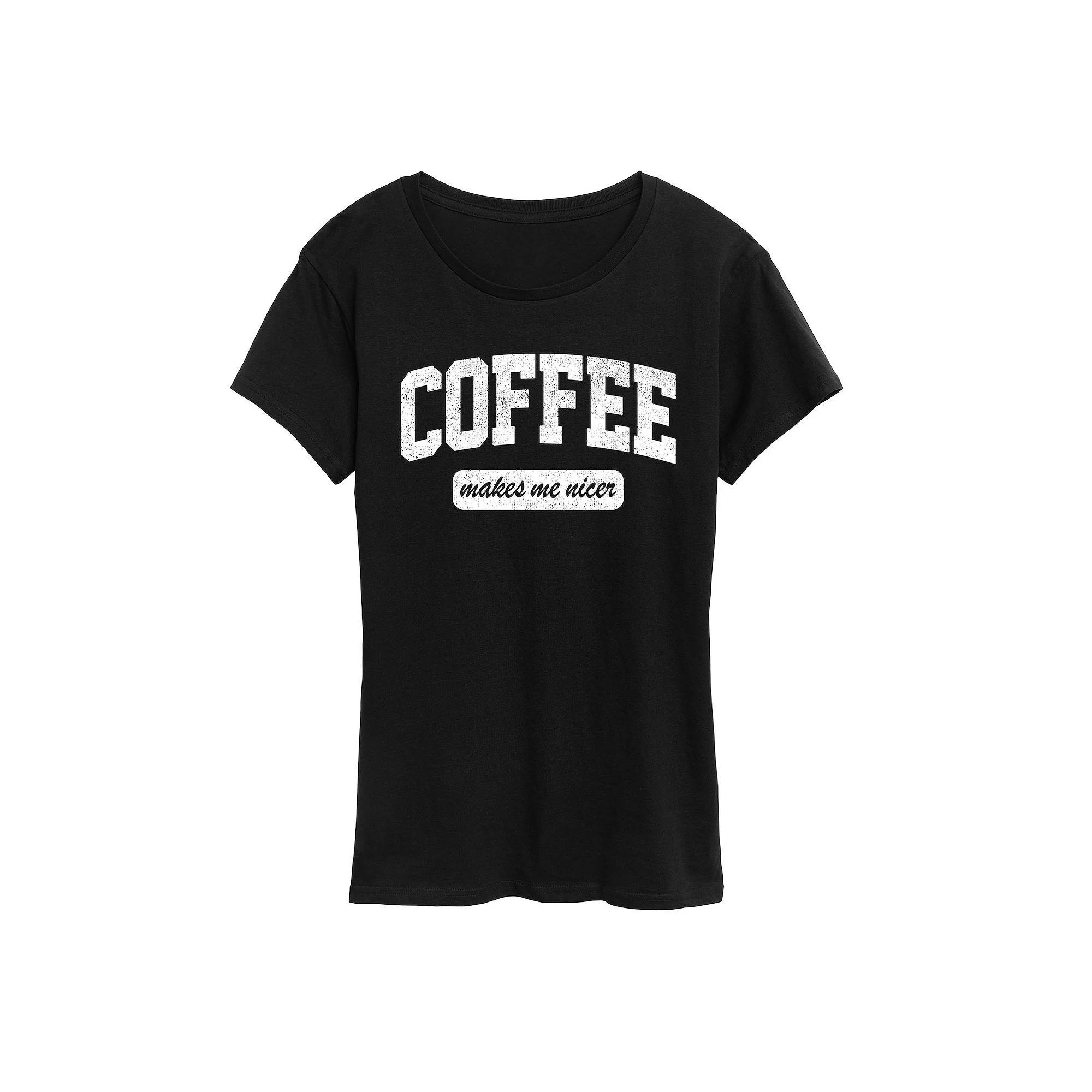 Womens Coffee Makes Me Nicer Graphic Tee, Girls Product Image