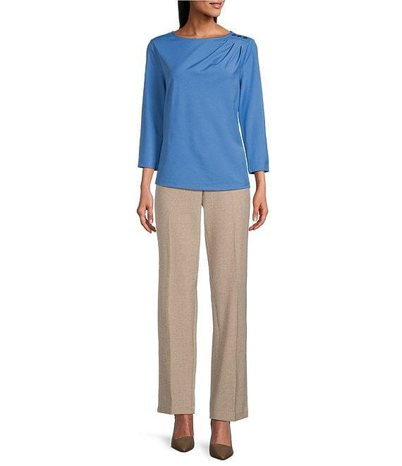 Investments Knit 3/4 Sleeve Front Drape Crew Neck Top Product Image