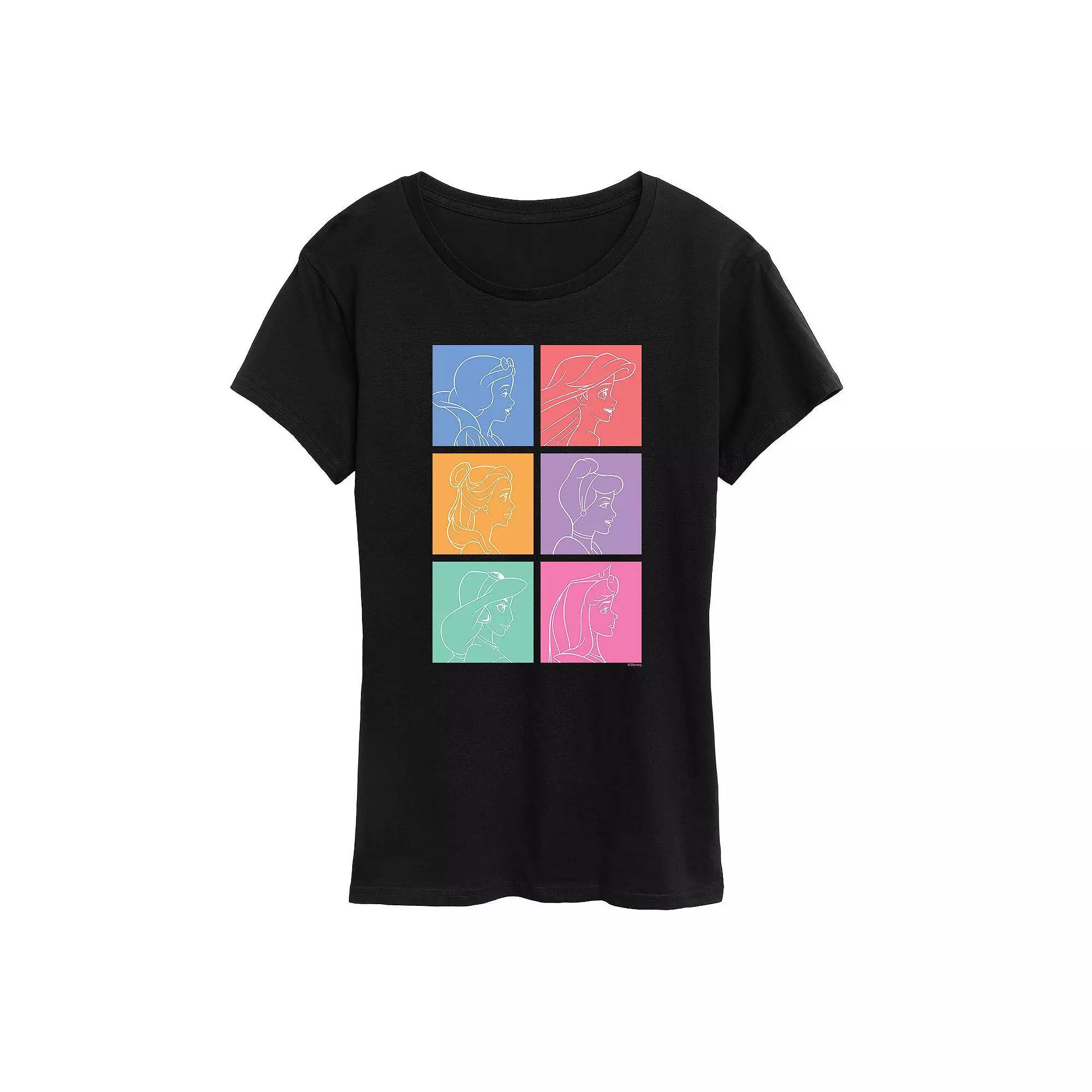Disney Princess Women's Grid Graphic Tee, Girl's, Size: XXL, Black Product Image