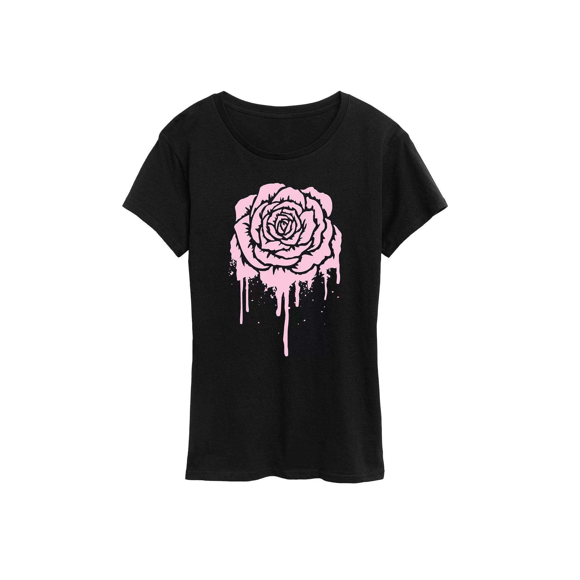 Plus Size Dripping Rose Graphic Tee, Womens Product Image