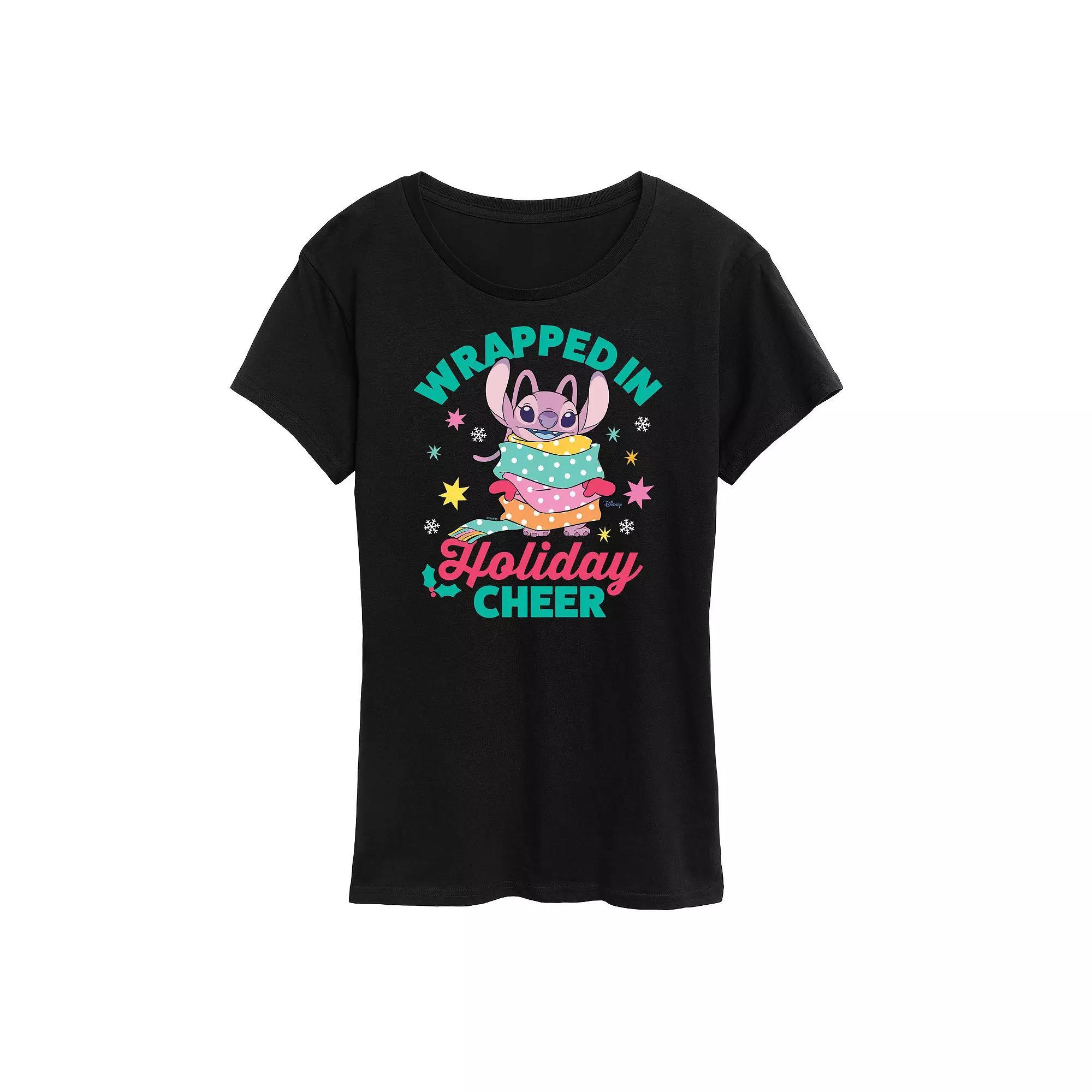 Disneys Lilo and Stitch Angel Womens Holiday Cheer Graphic Tee Product Image