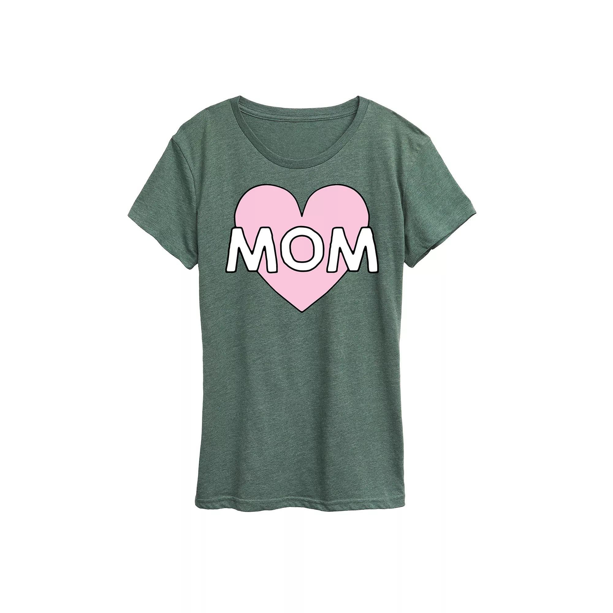Women's Mom Heart Graphic Tee, Size: Medium, Grey Gray Product Image
