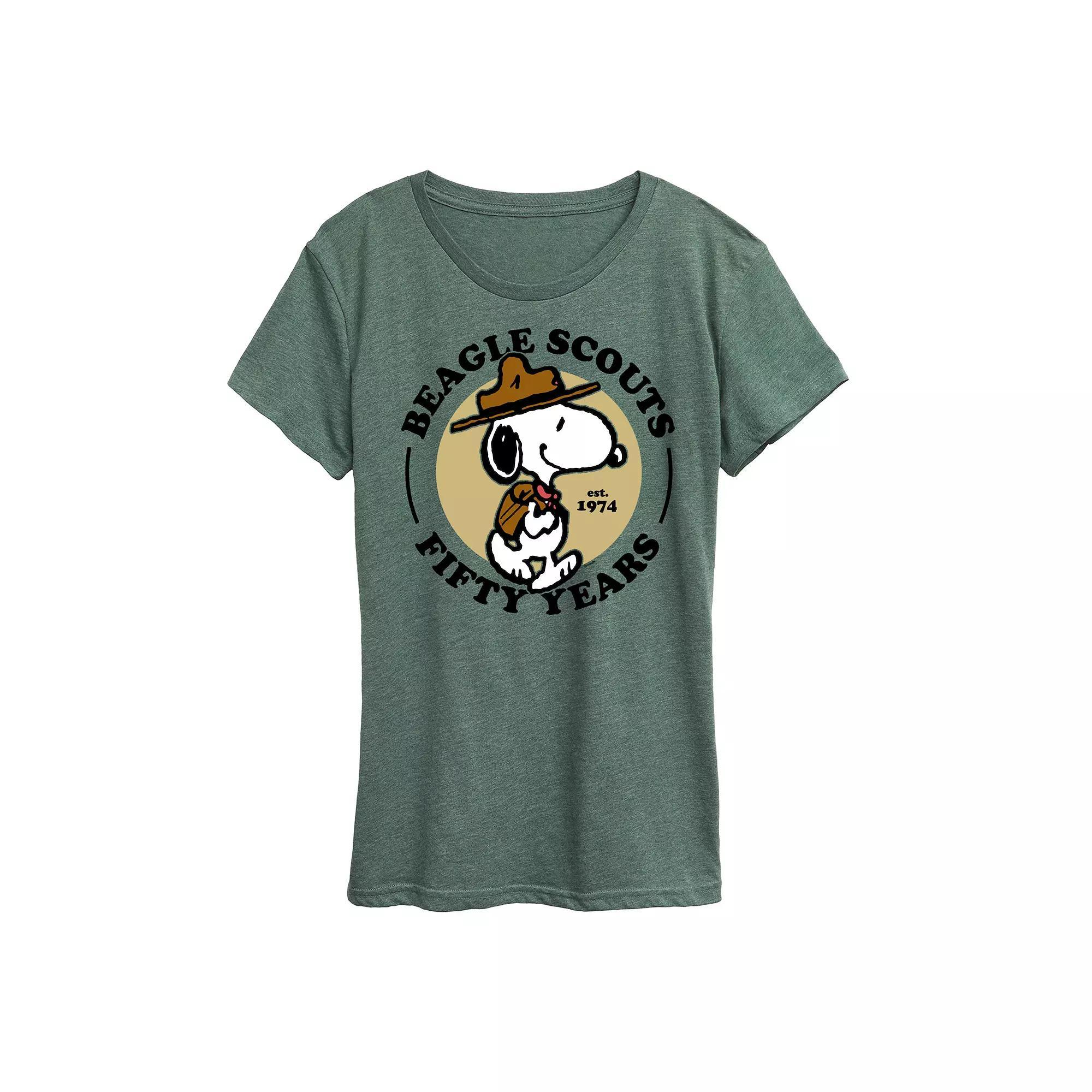 Womens Peanuts Snoopy Beagle Scout Graphic Tee Grey Gray Product Image