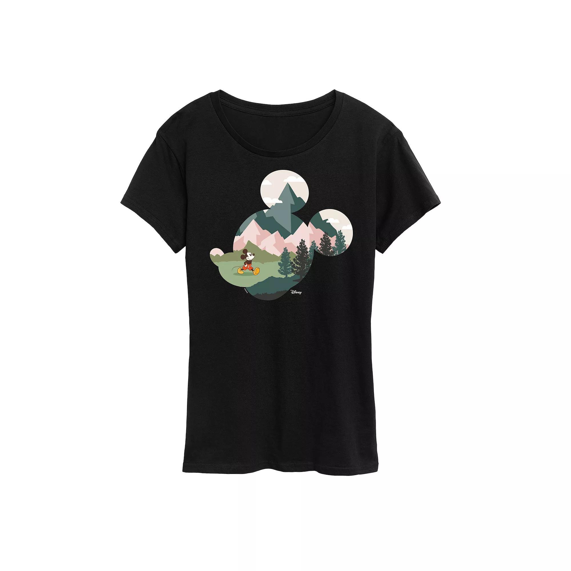 Disney's Mickey Mouse Women's Nature Fill Graphic Tee, Size: Large, Black Product Image