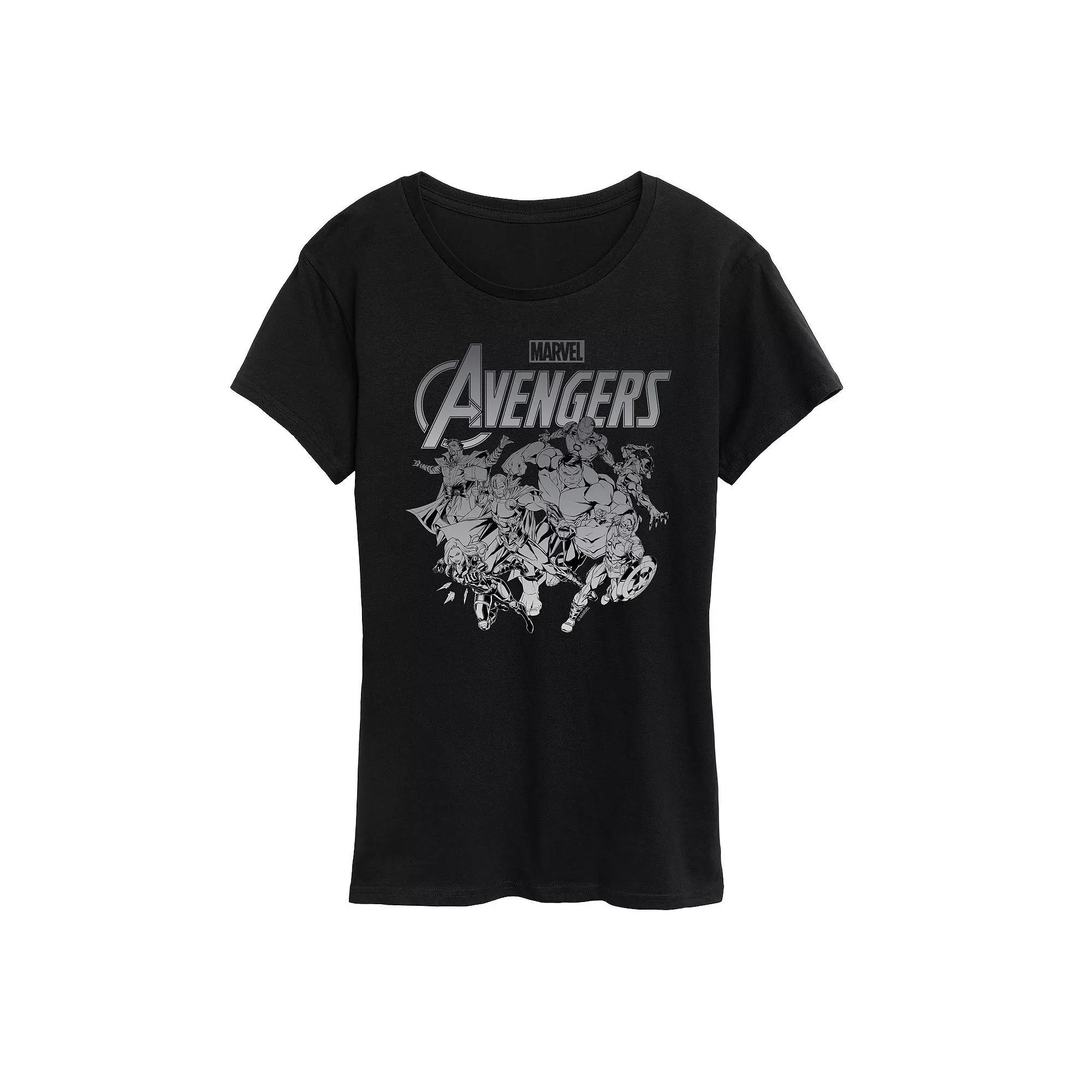Women's Marvel Avengers Monochrome Group Graphic Tee, Size: XL, Black Product Image