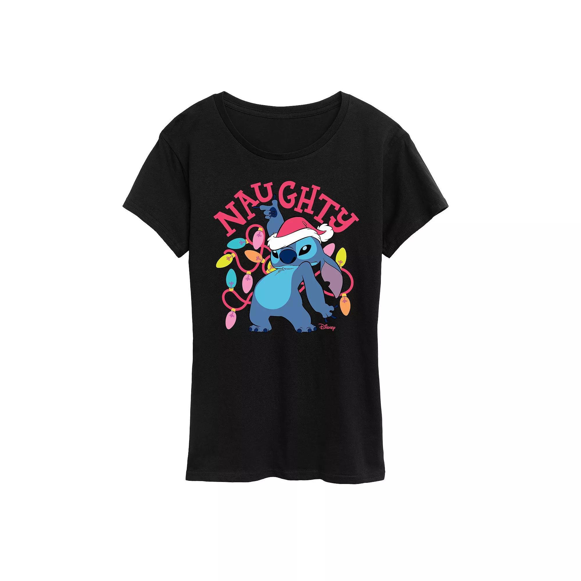Disney's Lilo and Stitch Women's Naughty List Graphic Tee, Size: XXL, Black Product Image