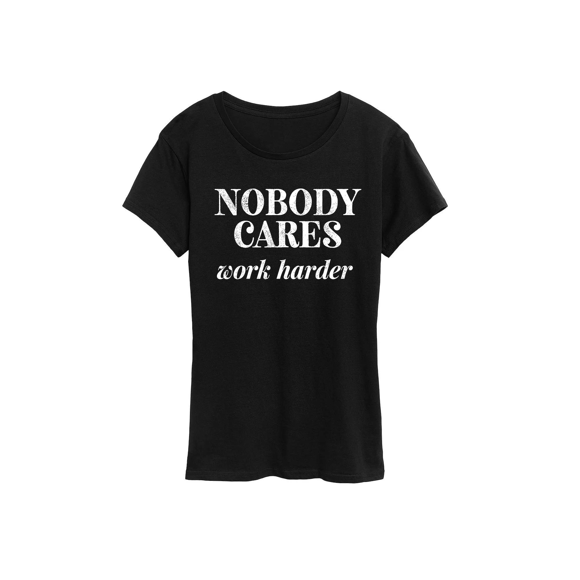 Womens Nobody Cares Graphic Tee Grey Green Product Image