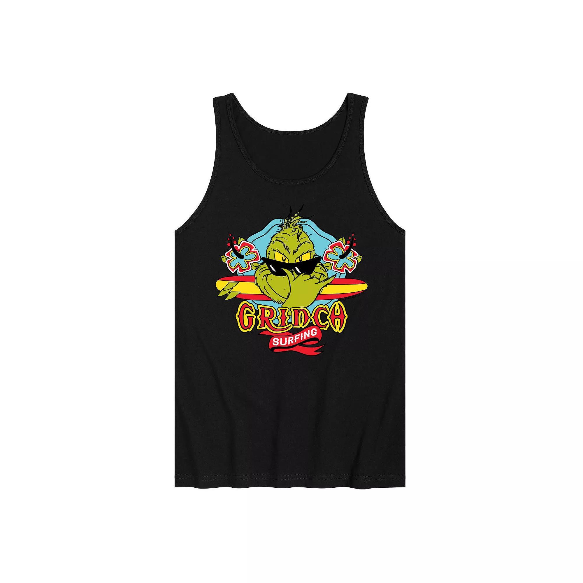 Mens Dr. Seuss The Grinch Surfing Graphic Tank Top Product Image