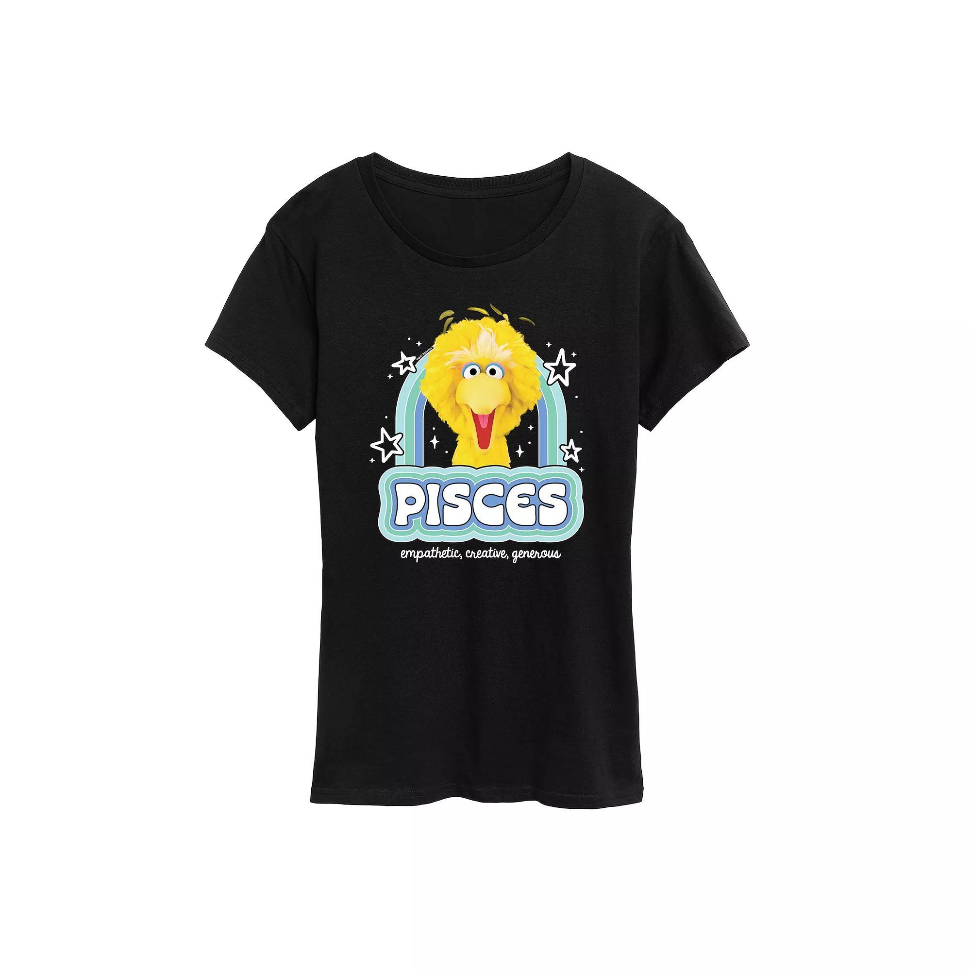 Womens Sesame Street Pisces Big Bird Graphic Tee Blue Product Image
