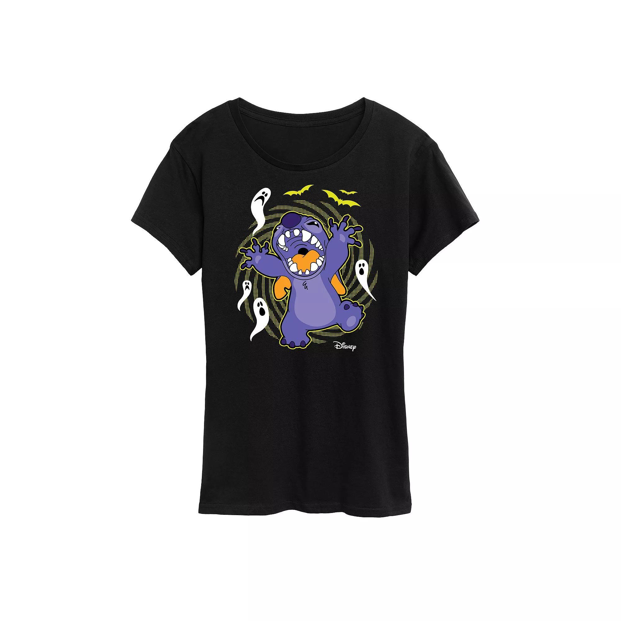 Disney's Lilo & Stitch Women's Halloween Ghosts Graphic Tee, Size: Large, Black Product Image