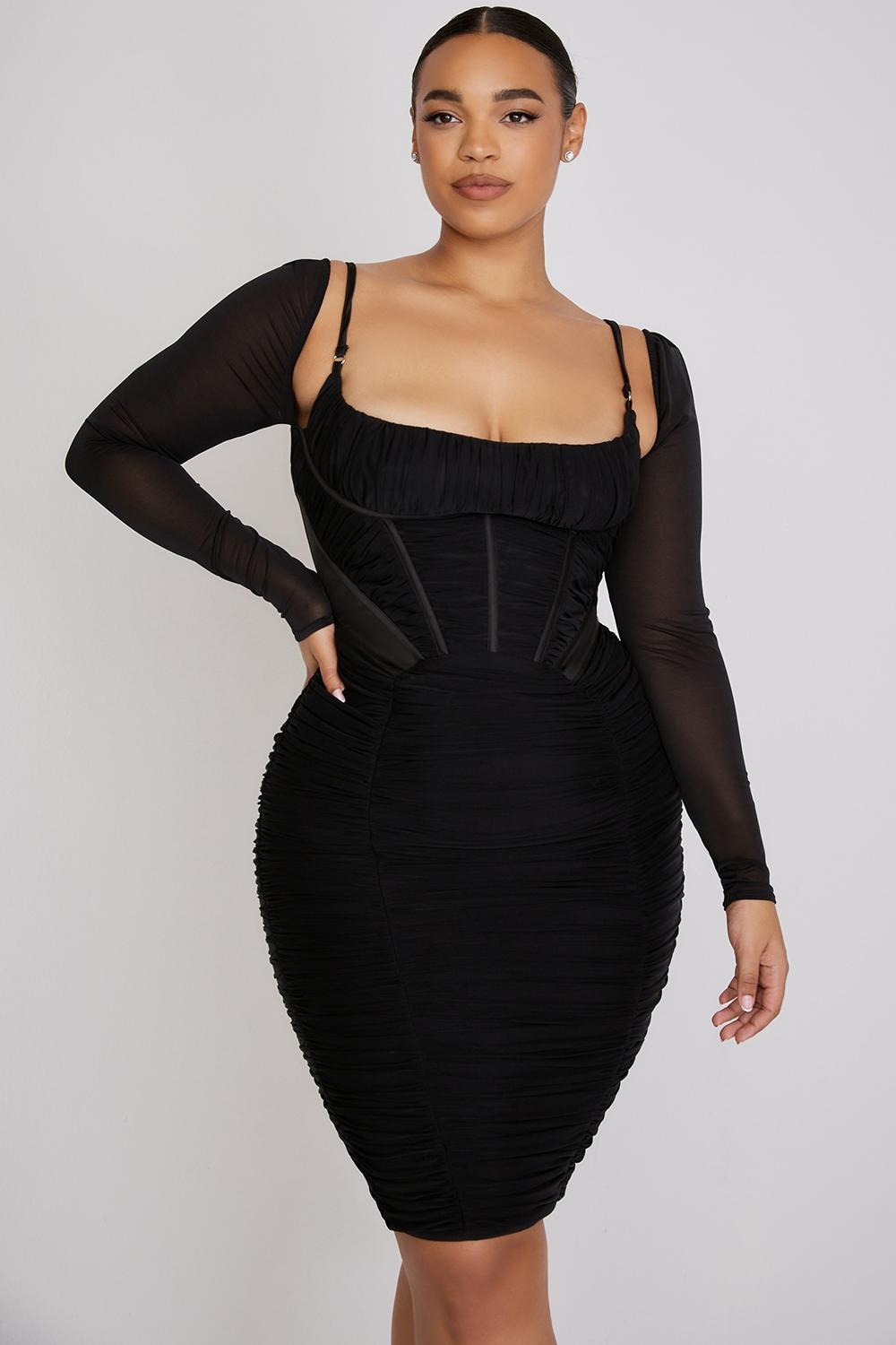 Freyja  black gathered corset dress Product Image