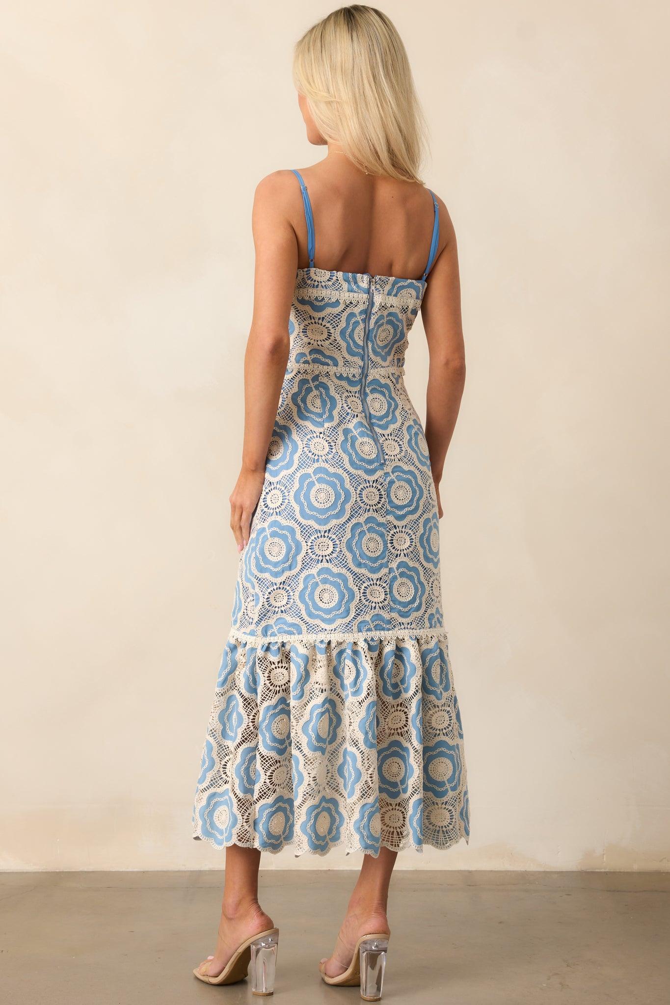 Simply Gorgeous Light Blue Embroidered Eyelet Maxi Dress Product Image