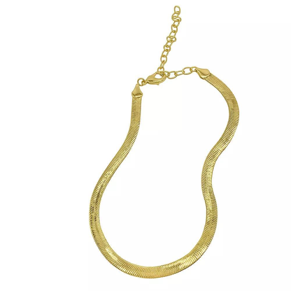 Adornia Silver Tone Herringbone Snake Chain Necklace, Women's, Size: 18", Gold Tone Product Image