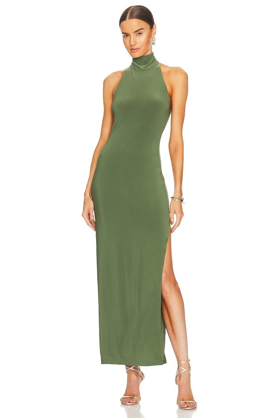Halter Turtle Side Slit Gown Norma Kamali Product Image