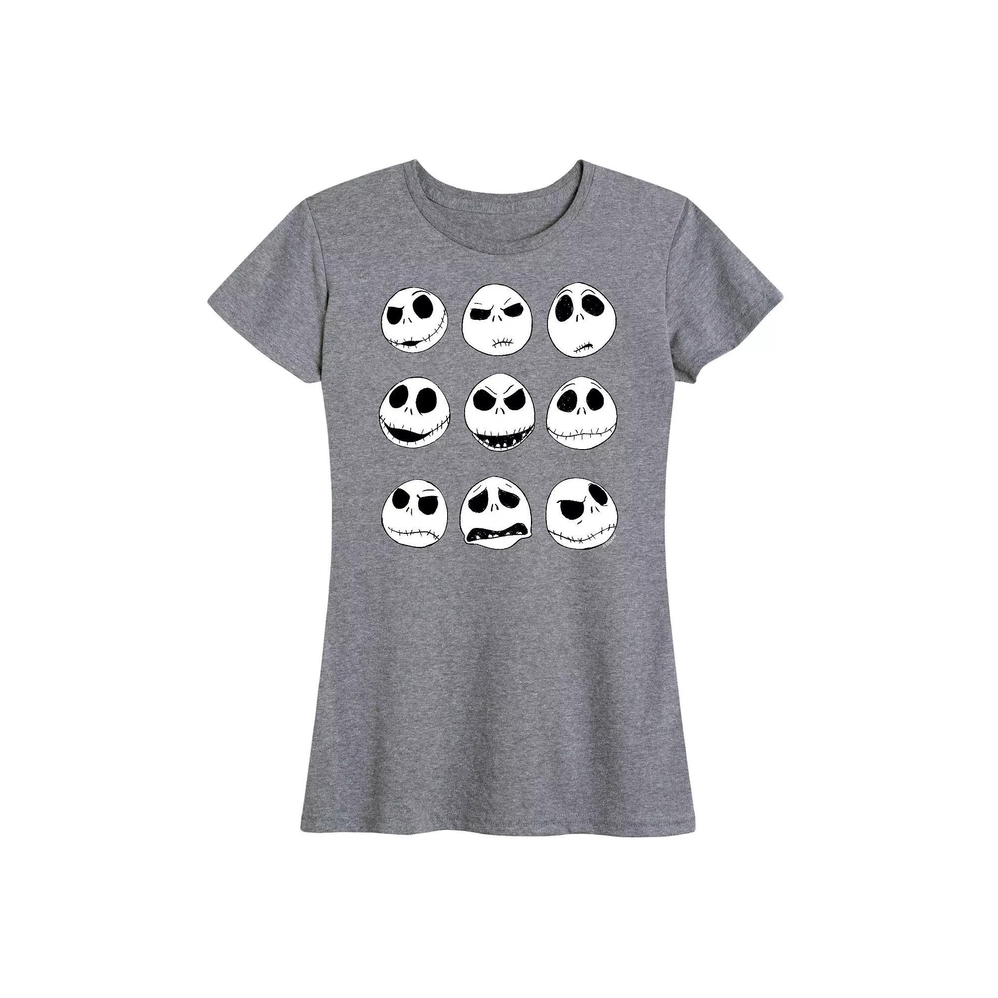 Disneys Nightmare Before Christmas Womens Jack Faces Graphic Tee, Girls Product Image