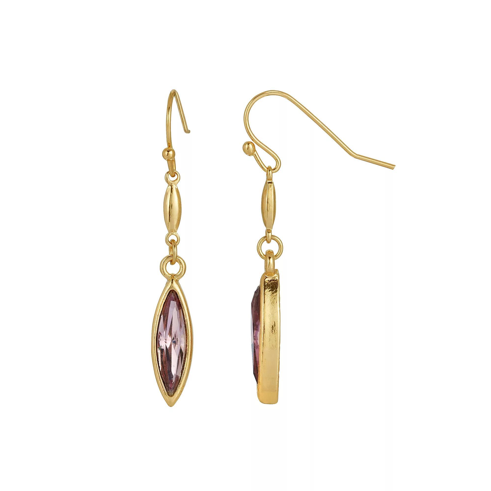 1928 Gold Tone Round Engraved Drop Earrings, Womens Product Image