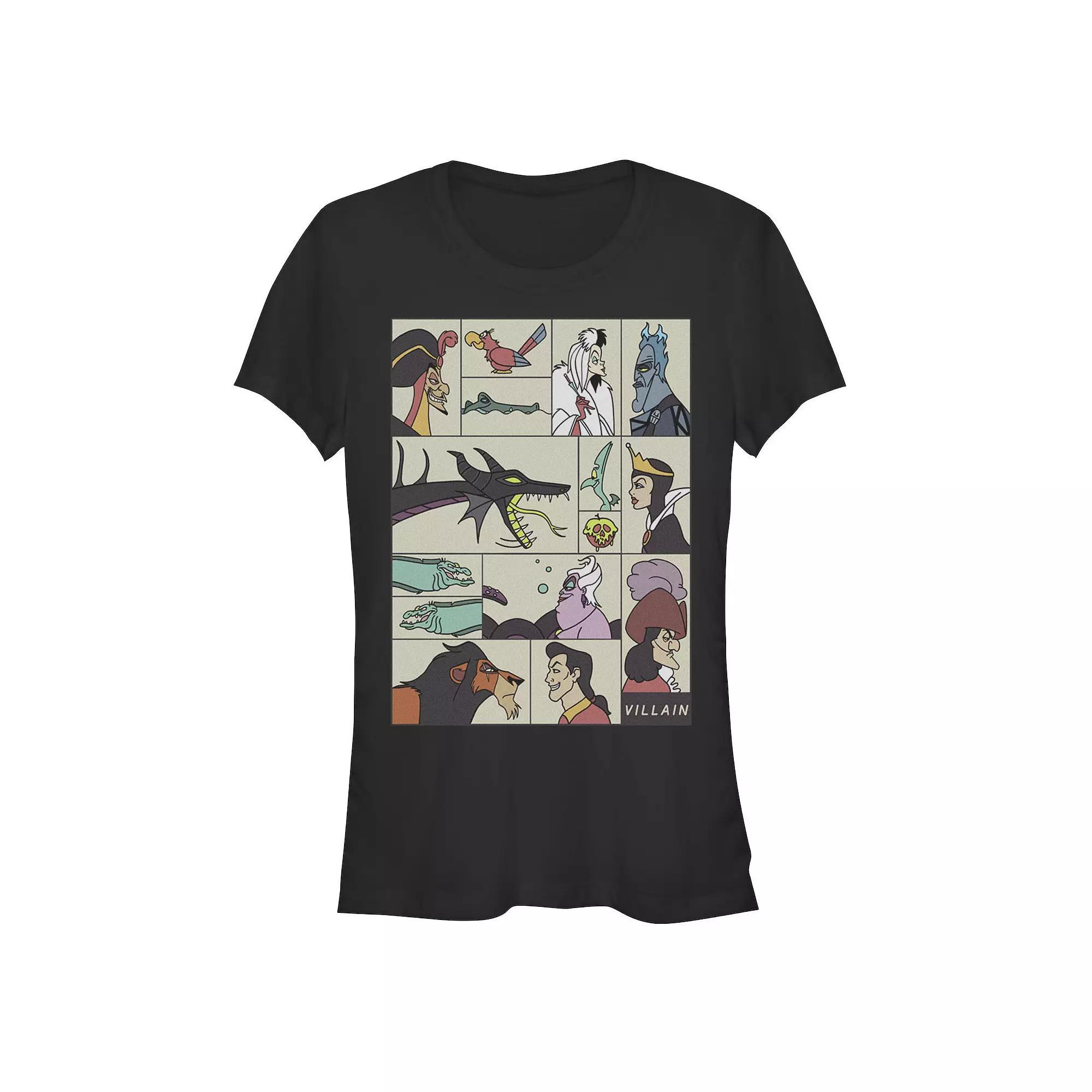 Disney Villains Square Portrait Profiles Juniors Fitted Graphic Tee, Girls Athletic Grey Product Image