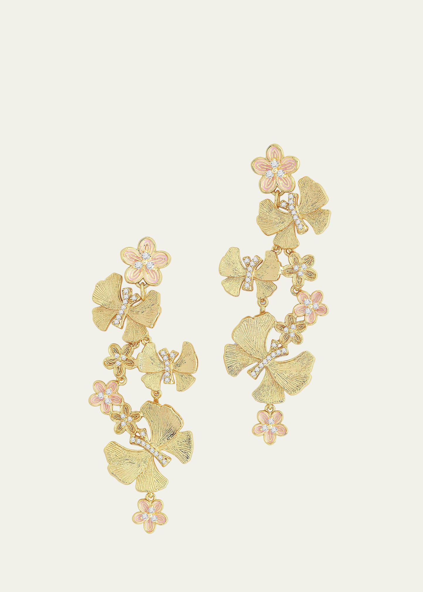 Cubic Zirconia Butterfly and Flower Statement Earrings Product Image