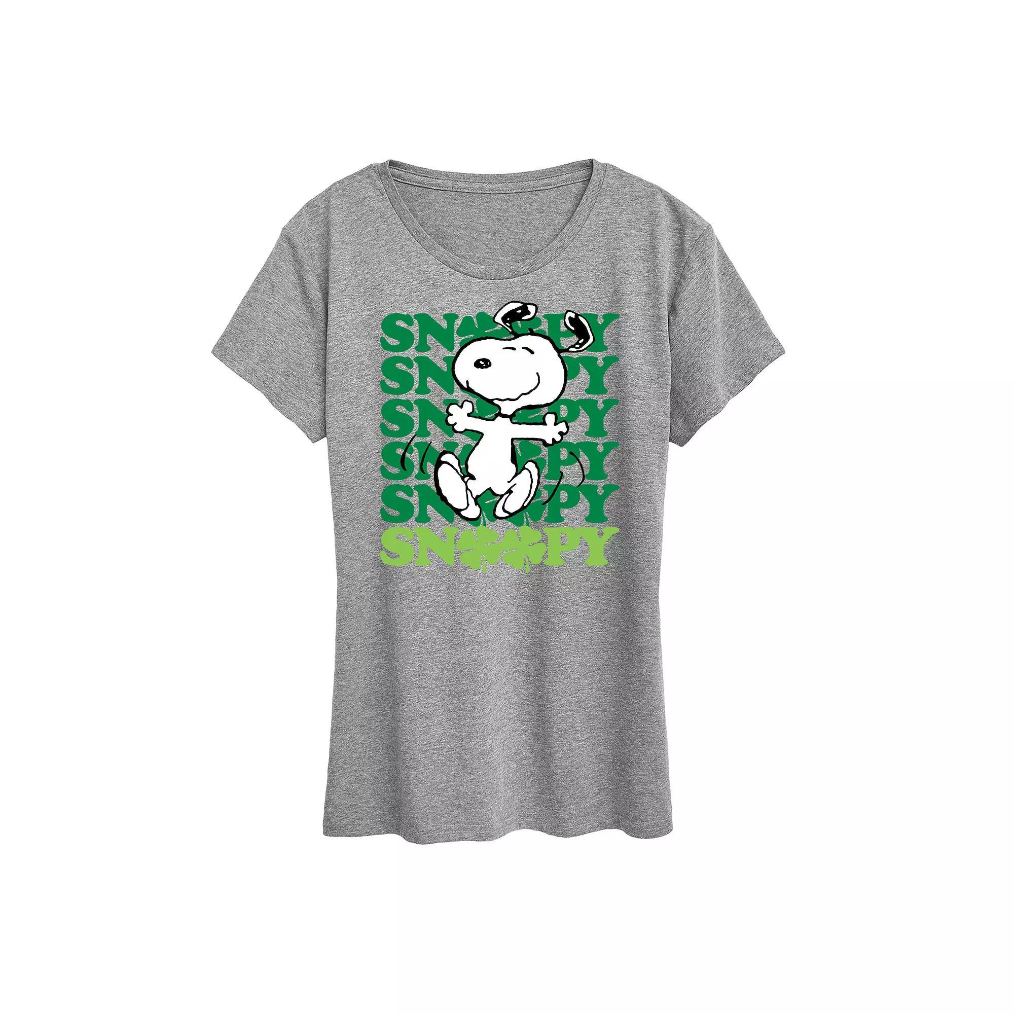 Womens Peanuts Snoopy Clover Dance Graphic Tee Heather Grey Product Image