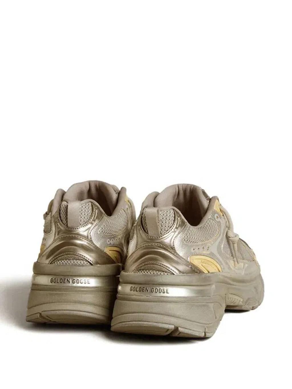 GOLDEN GOOSE Lightstar Laminated Leather Sneakers In Silver Product Image