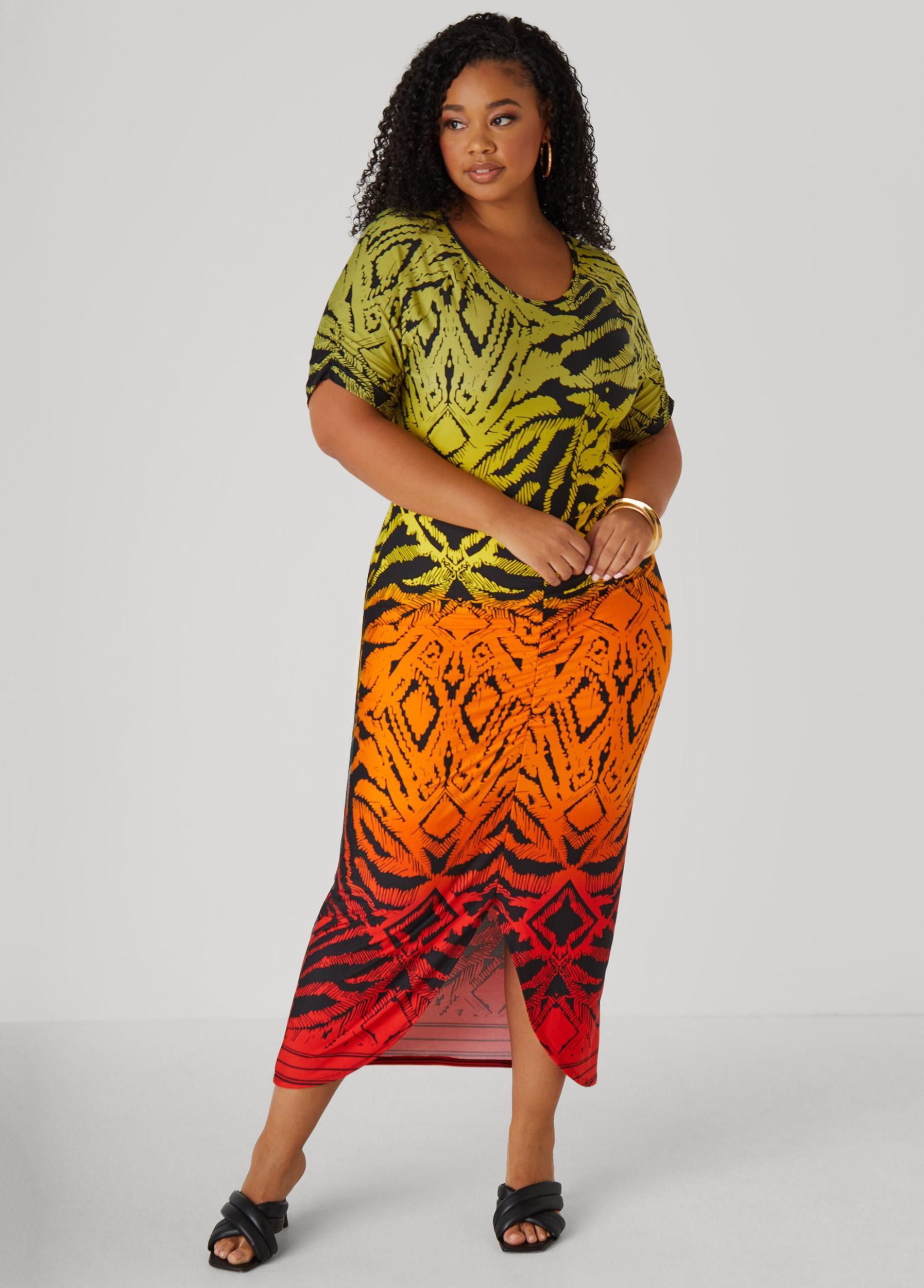 Ombre Printed Ruched Dress Product Image