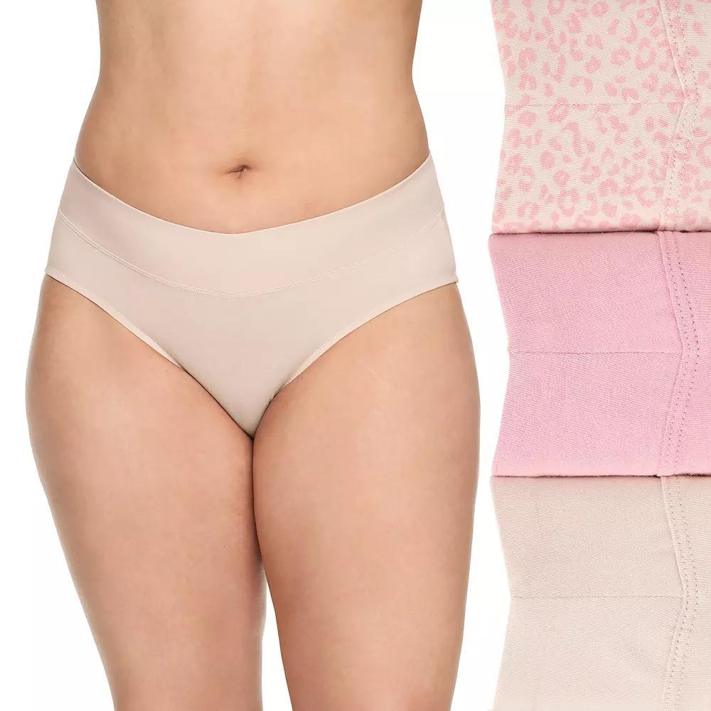 Women's Warners No Pinching No Problems® 3-pk. Dig-Free Mid-Waist Hipster Panty Set RU4403P, Size: Large, Pink Butterscotch Product Image