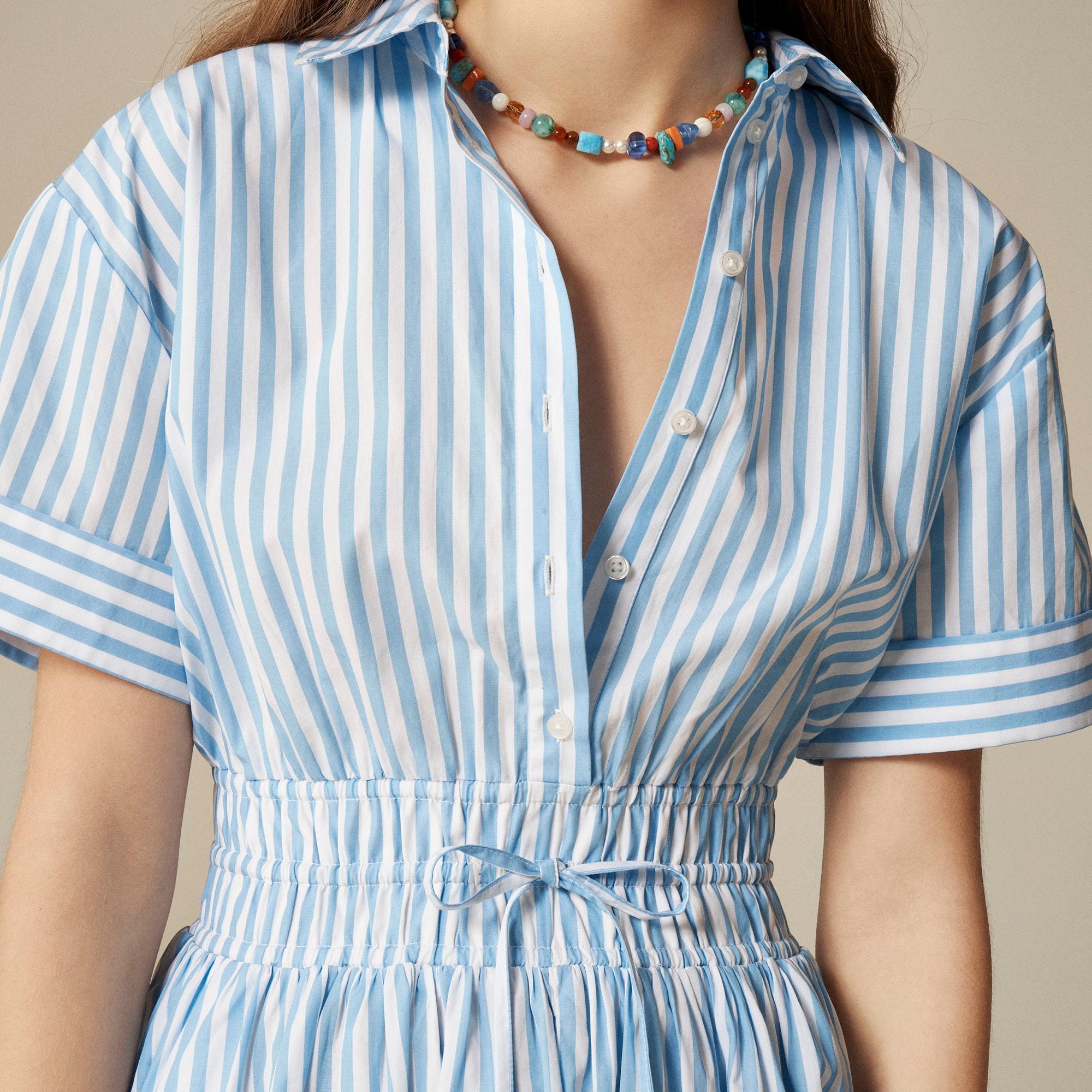 Elena mini shirtdress in striped cotton poplin Product Image