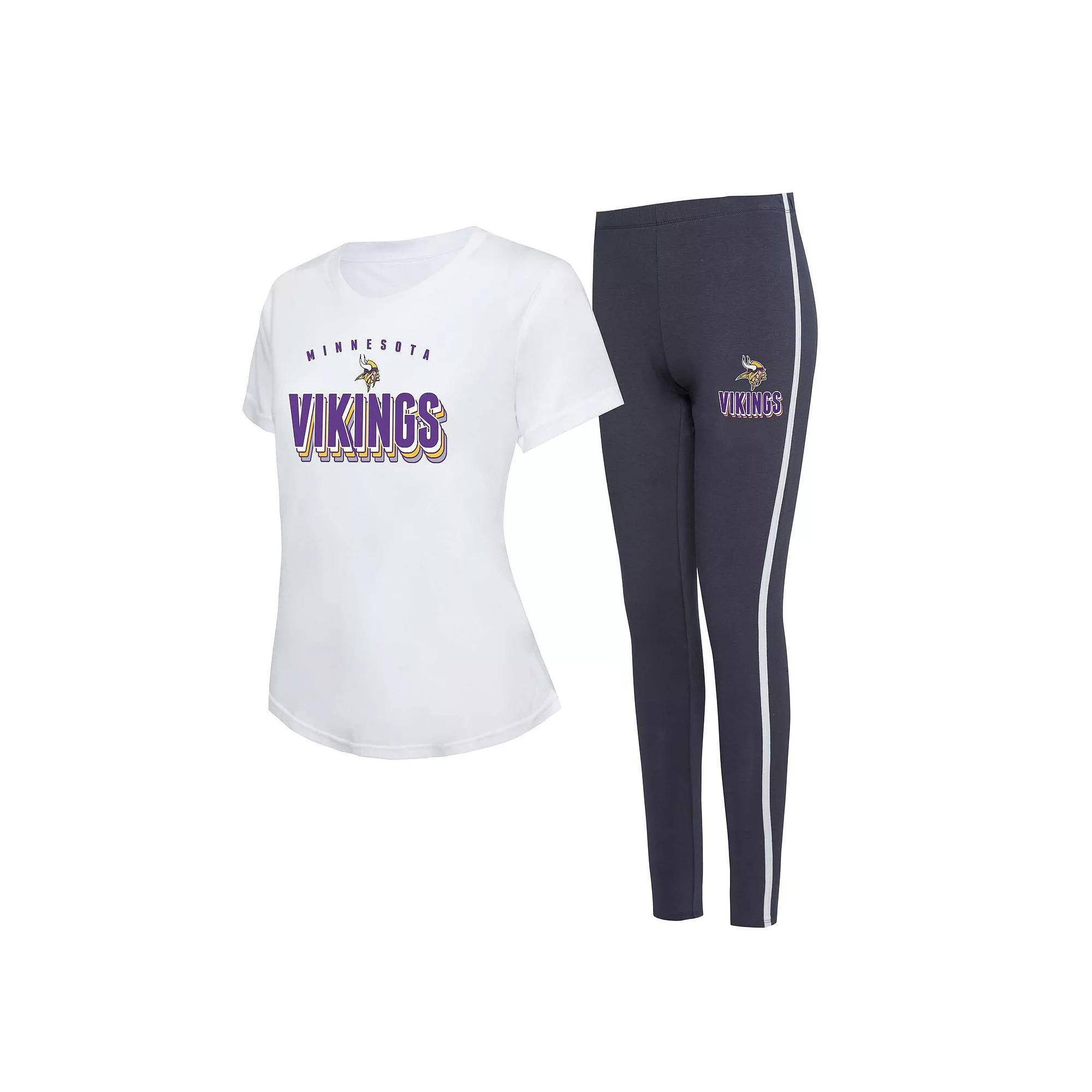 Women's Concepts Sport Minnesota Vikings Sonata T-Shirt & Leggings Lounge Set, Size: XL, Charco Product Image