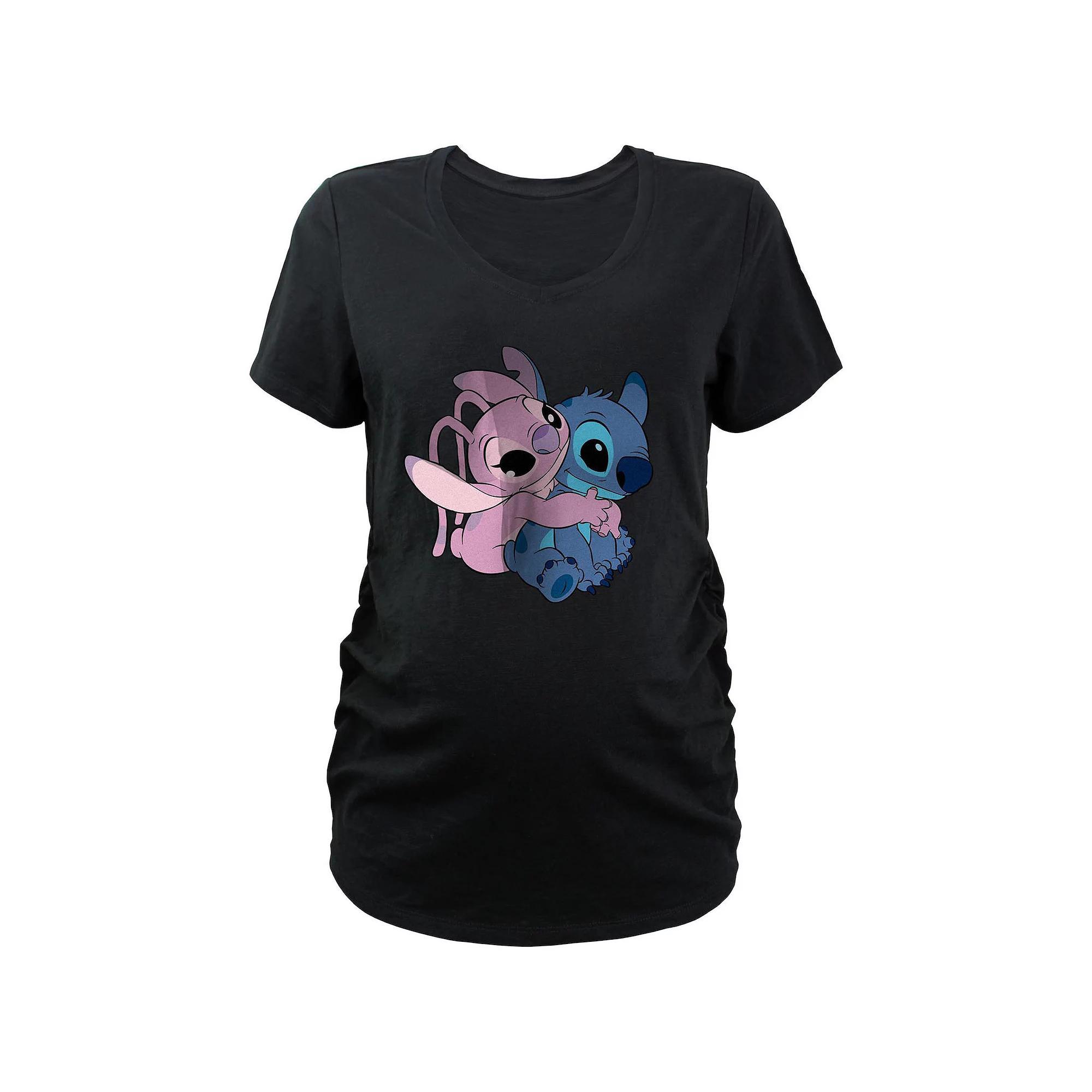 Disney's Lilo & Stitch Angel Hugging Stitch Maternity Graphic Tee, Women's, Size: XS-MAT, Black Product Image
