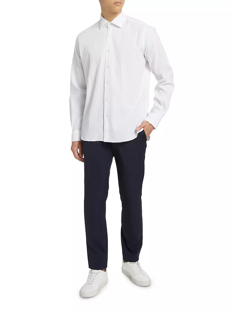 COLLECTION Seersucker Cotton Button-Front Shirt Product Image