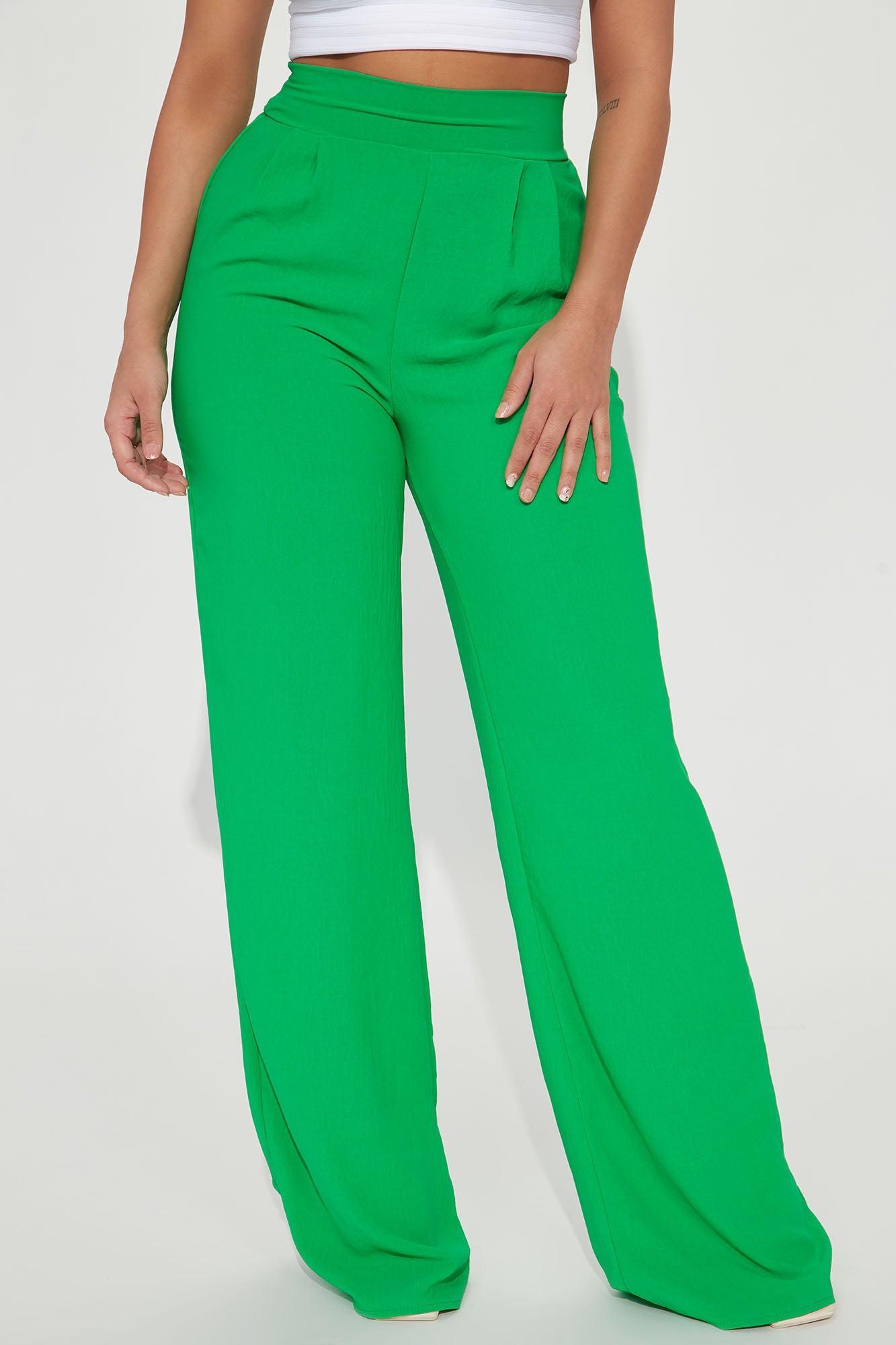 Chase My Love Wide Leg Textured Pant - Kelly Green Product Image