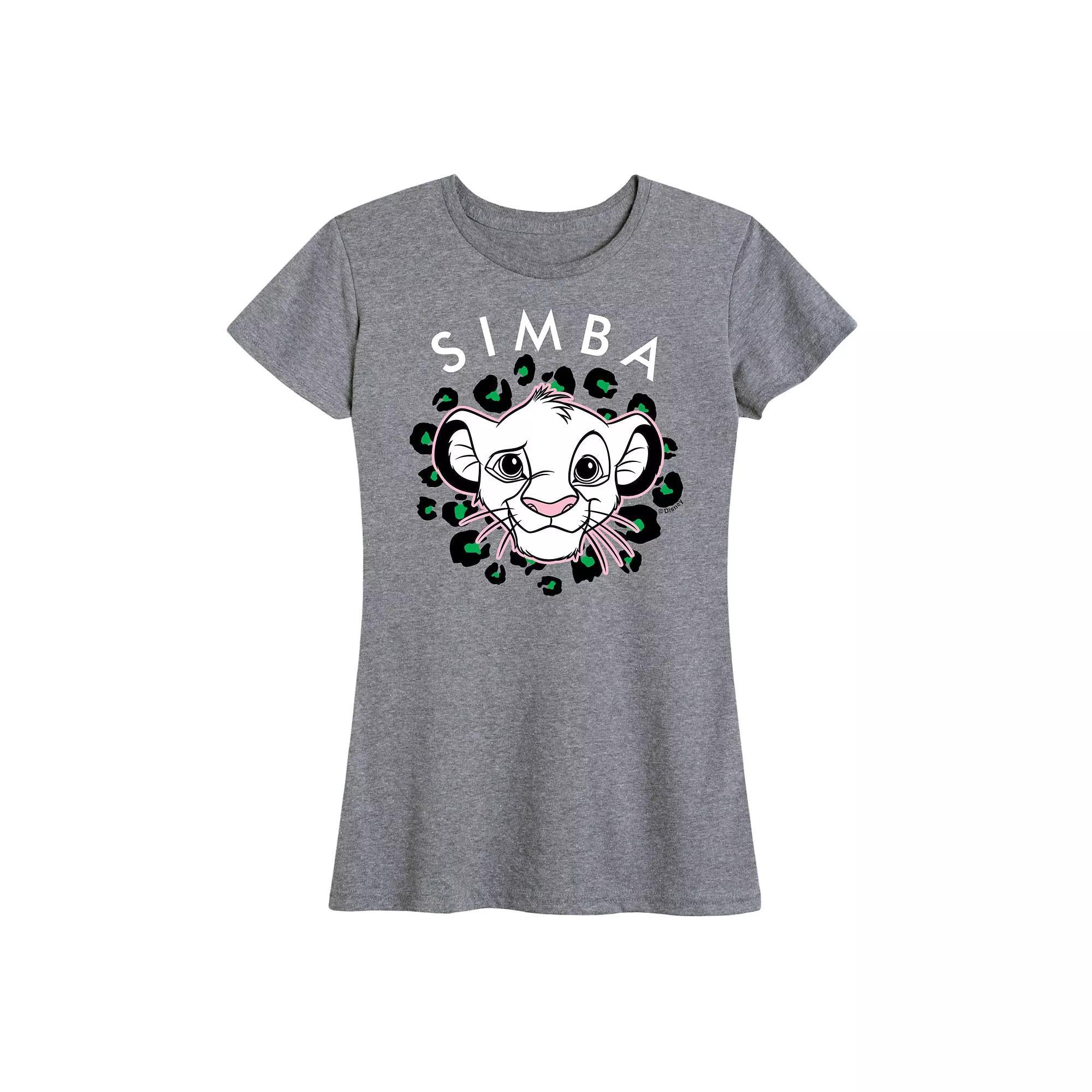 Disneys Lion King Simba Womens Green Spots Graphic Tee Grey Gray Product Image